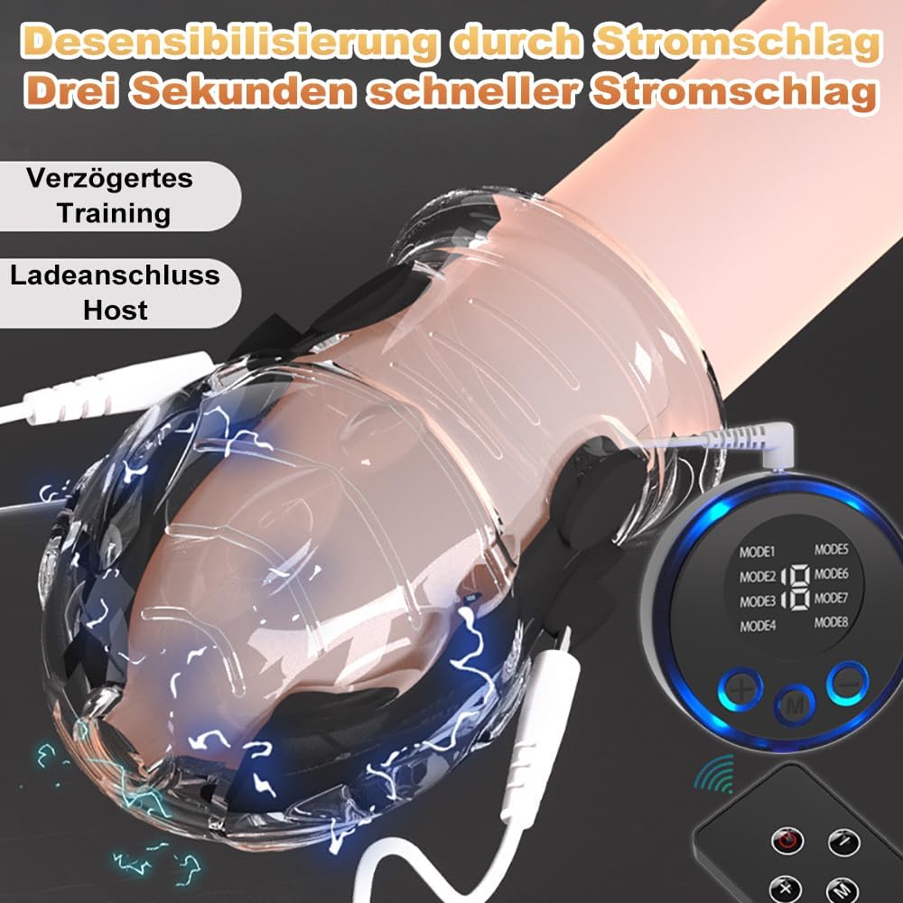 Elektro Shock Eichel Hülse Penistrainer Stimulator mit 8 Modi und 19 Stufen Strömung