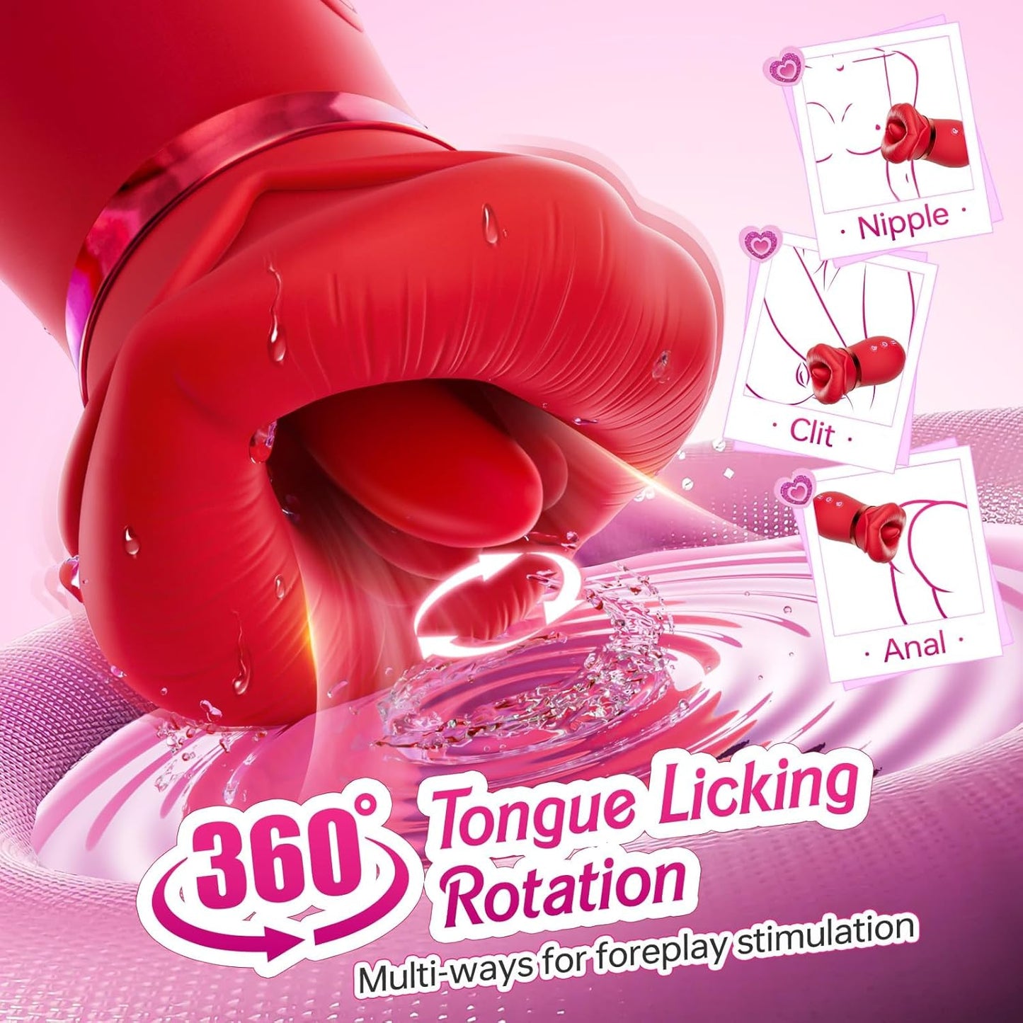 5 IN 1 Mundsauger Vibrator Rose Toys mit 10 Zungen-Leck & Vibrations