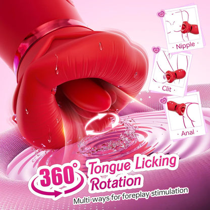 5 IN 1 Mundsauger Vibrator Rose Toys mit 10 Zungen-Leck & Vibrations