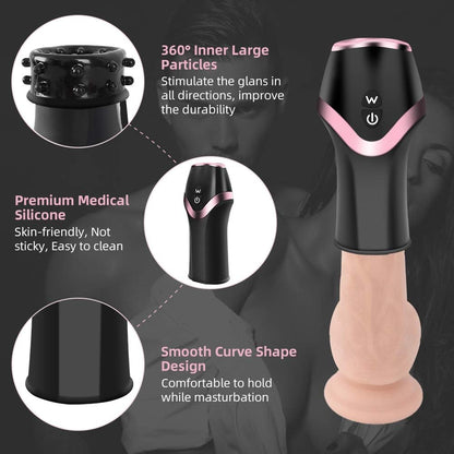 Eichelstimulator Penistrainer Vibrator mit 12 Vibrationsmodi & 6 Saug & Rotationsmodi