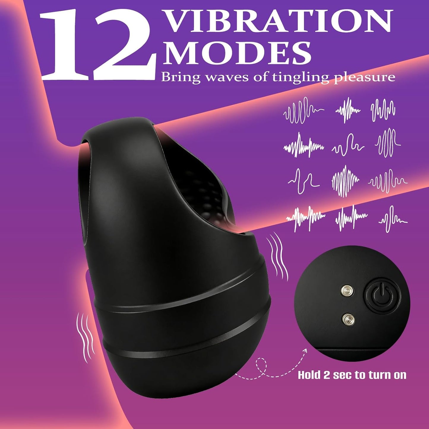 Hodenstimulator Cockring Vibrator Penis Trainer Massagegerät mit 12 Modi