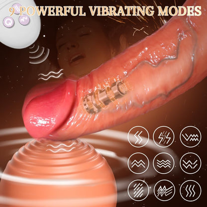 Realistischer Penishülle Vibrator Dildo Penisverlängerung, mit 9 Modi
