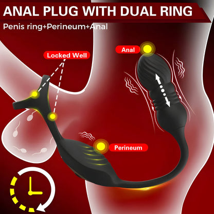 4 IN 1 Analvibrator Dildo Penisring Prostata Stimulator mit 9 Vibrationsmodi