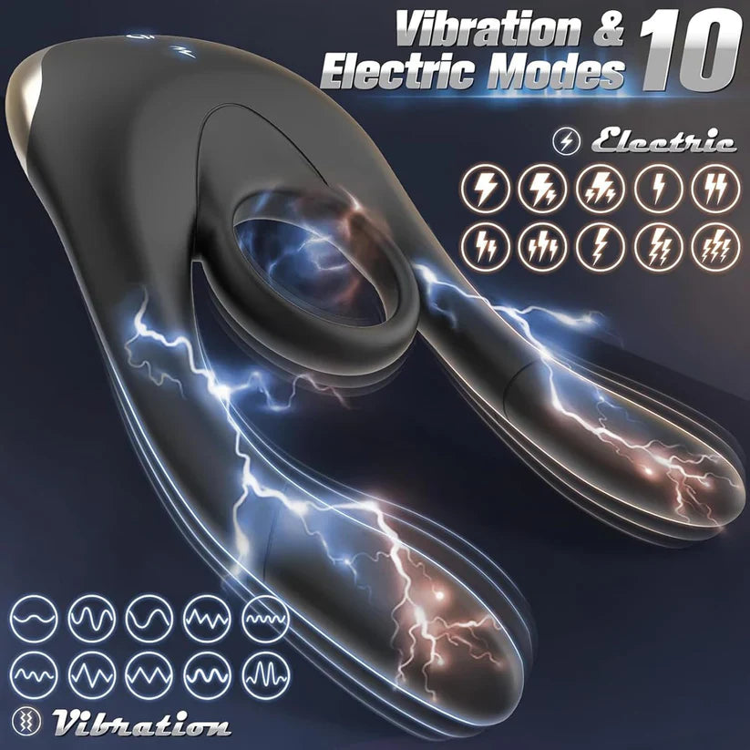 E-Stim Penistrainer Vibrator Cockring Masturbator mit 10 Vibrationsmodi & Elektroschocks