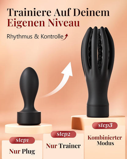 2 IN 1 Penis Trainer Vibratorensets Abnehmbarem Analplug mit 10 Vibrationsmodi