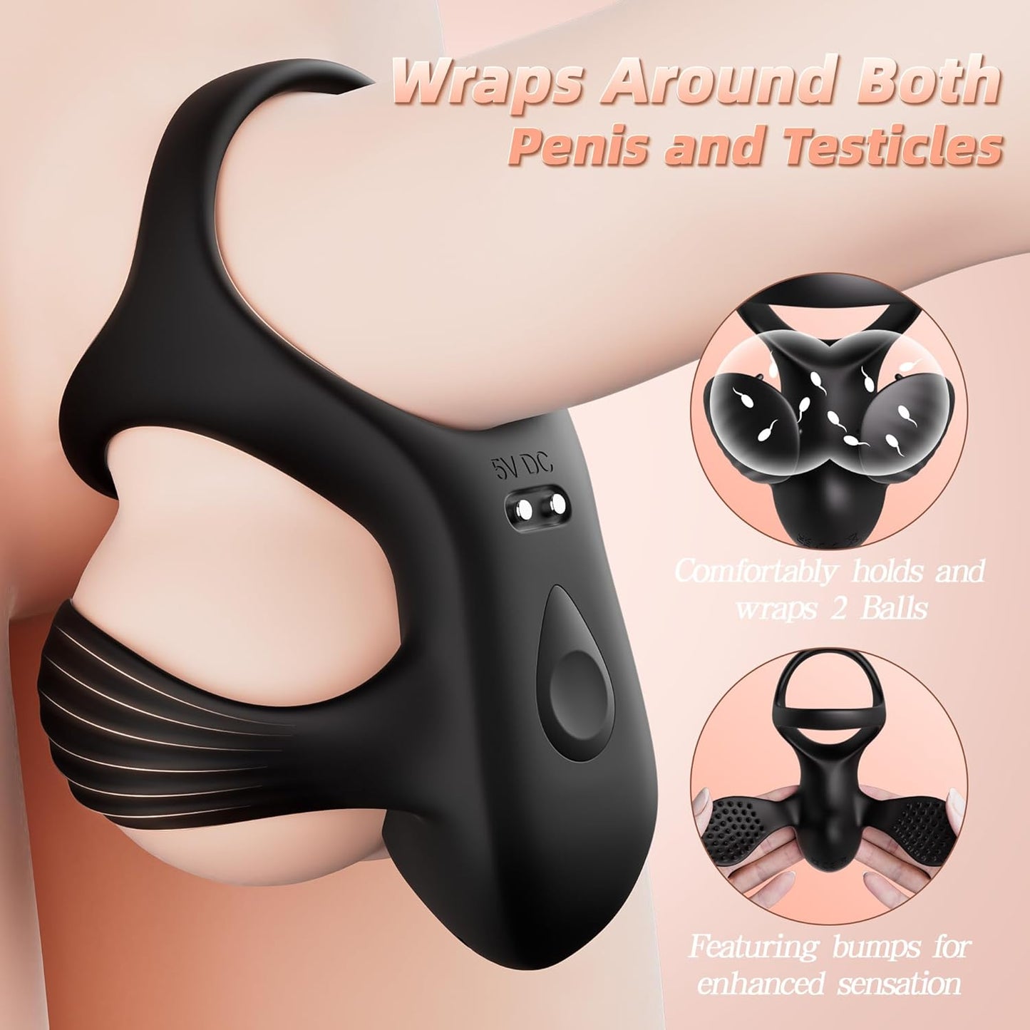 Elektrischer Hodenvibrator Massagegerät Penistrainer Cock Ring mit 9 Vibrationsmodi