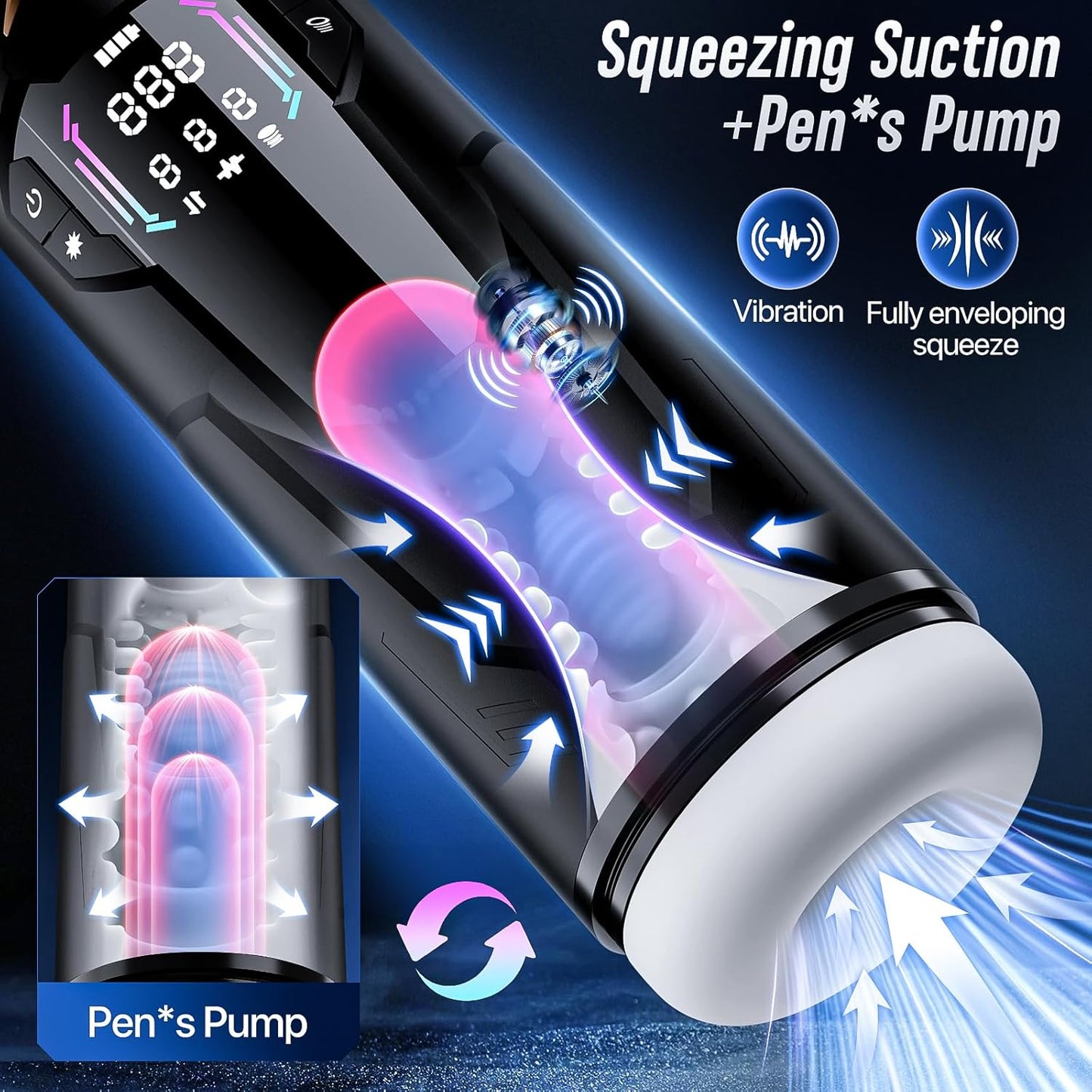 KI App Automatische Masturbator Sexmaschine mit 8 Saug & Stoß & Vibrationsfunktionen