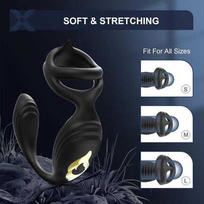4 in 1 Penisring Prostata Analplug mit 7 Intensive Vibrationsmodi