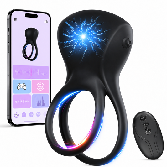 E-Stim Cock Ring Penis Trainer Stimulator mit 10 Vibrationsmodi und 5 Elektroschocks