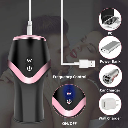 Eichelstimulator Penistrainer Vibrator mit 12 Vibrationsmodi & 6 Saug & Rotationsmodi