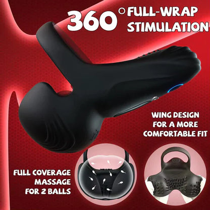Doppel-Hodensack Penistrainer Vibrator Cock Ring mit 10 Vibrationsmodi