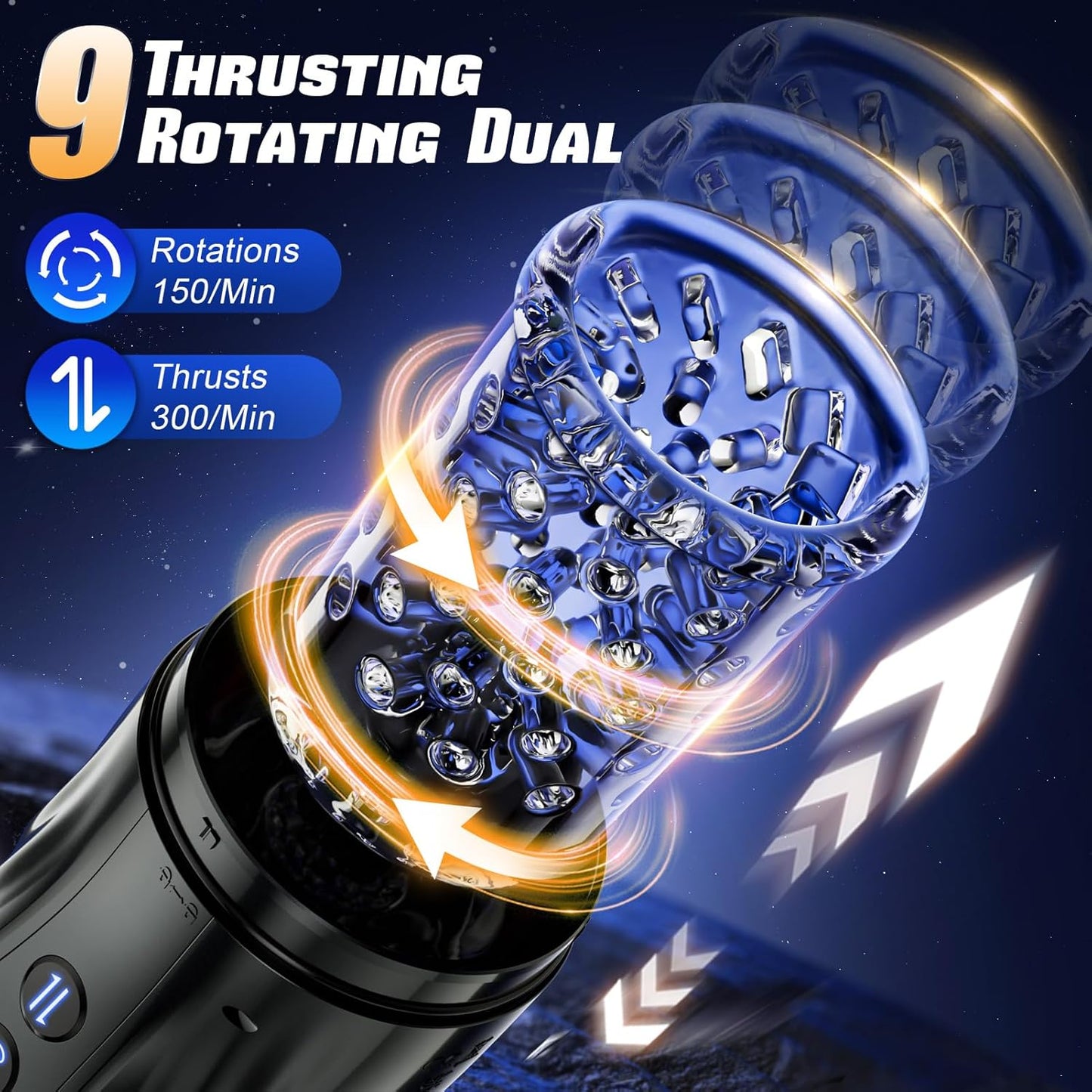 LCD-Display Automatische Masturbator Penispumpe mit 7 Stoß und Rotationsmodi