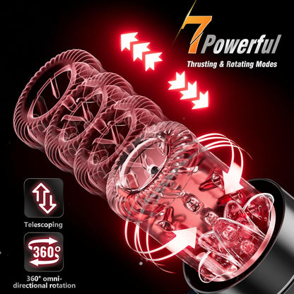 AI-Sync Masturbator Penis Pump mit 12-S Saugpumpe & 7 Schlag & Dreh & Vibrations& Saug & Lickfunktionen