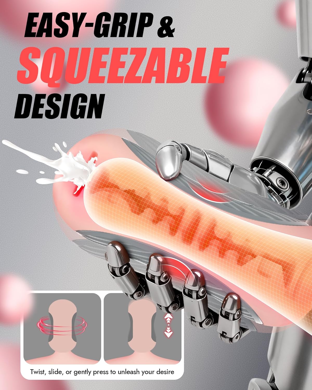 Squeezable Realistischer Masturbator Penis Stroker Blowjob mit 8 Vibration & Saug