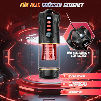 LCD-Display Blowjob Taschenmuschi Masturbator mit 9 Teleskopfunktion & Rotierend & Saugen