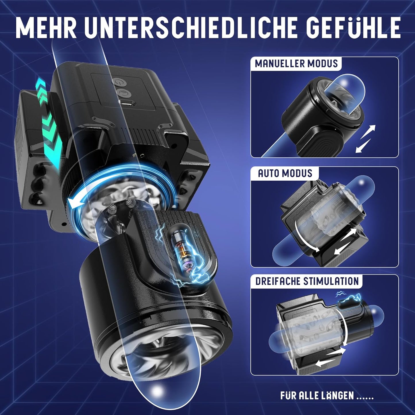 Elektrischer Masturbator Sex Machine mit 7 Teleskop Drehfunktionen & 7 Vibrationsmodi