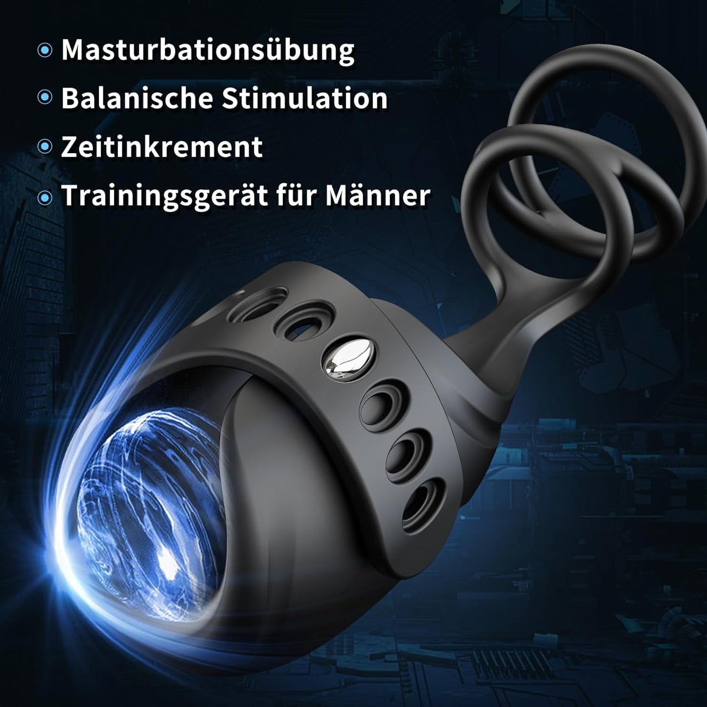 2 in 1 Penistrainer Vibrator Cockring Stimulieren Masturbator mit 10 Vibrationsmodi