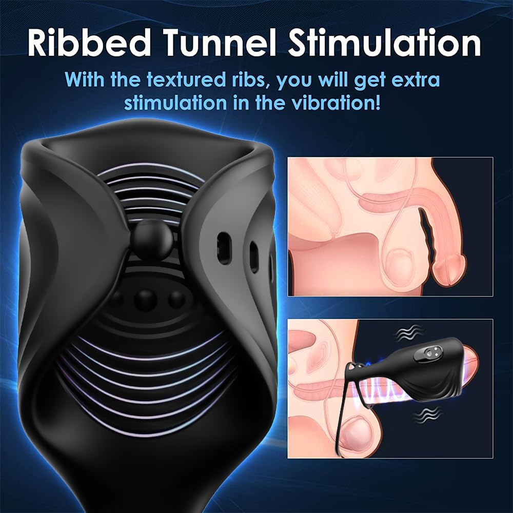 2 IN 1 Elektrischer Penistrainer Vibrator Stimulator Masturbator mit 10 Modi