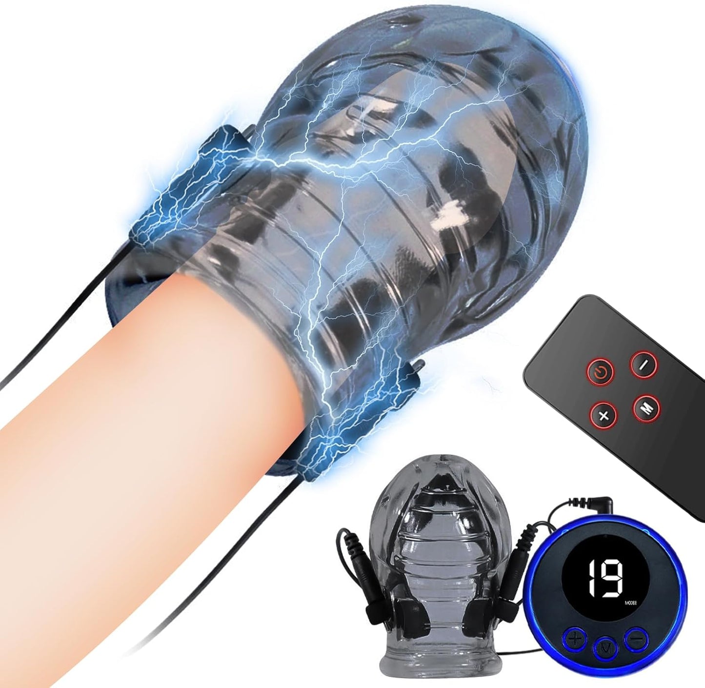 E-stim Extrem Eichel Hülse Penis Trainer Set mit 8 Elektroschock-Modi