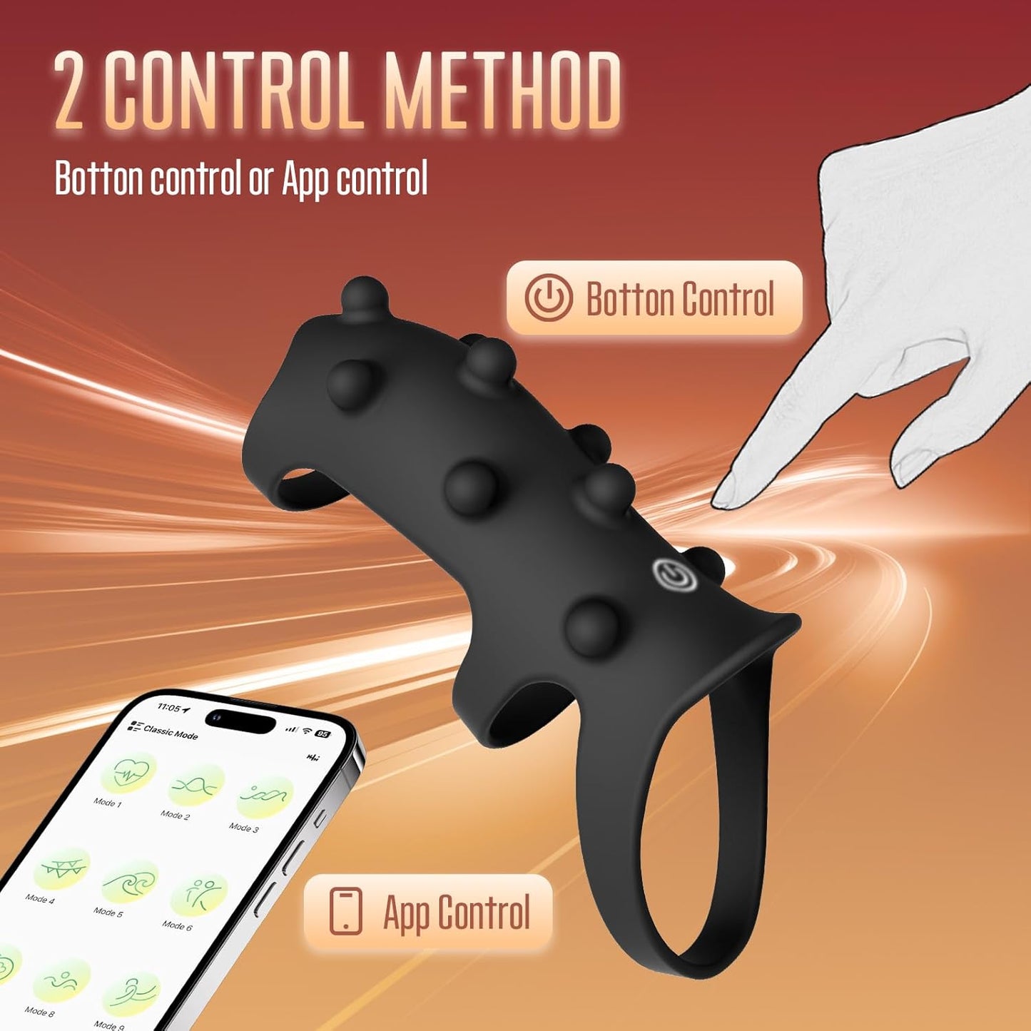 APP-Steuerung Penistrianer Enlarger Cock Ring Masturbator mit 10 Vibrationsmodi