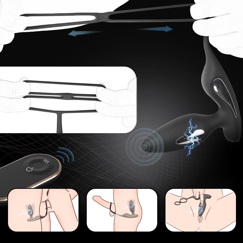 E-stim Anal Vibrator Penisringe Prostata Stimulator mit 9 Vibration & 5 Elektroshockmodi