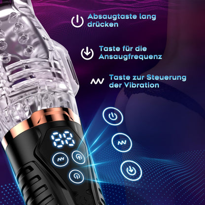 Hochfrequenz Elektrischer Masturbator Penis Trainer mit 9 Vibration und 9 Saugmodi