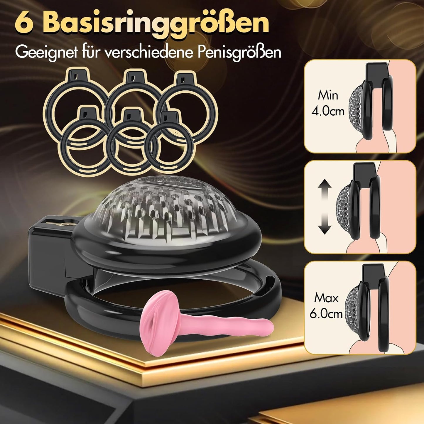 Chastity Cage Weicher Keuschheitskäfig Herren Größe Besser mit 6 Penisringen