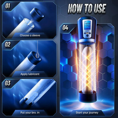 LED-Digitalanzeige Elektrische Penis Vakuumpumpe Masturbator mit 4 Saugintensitäten