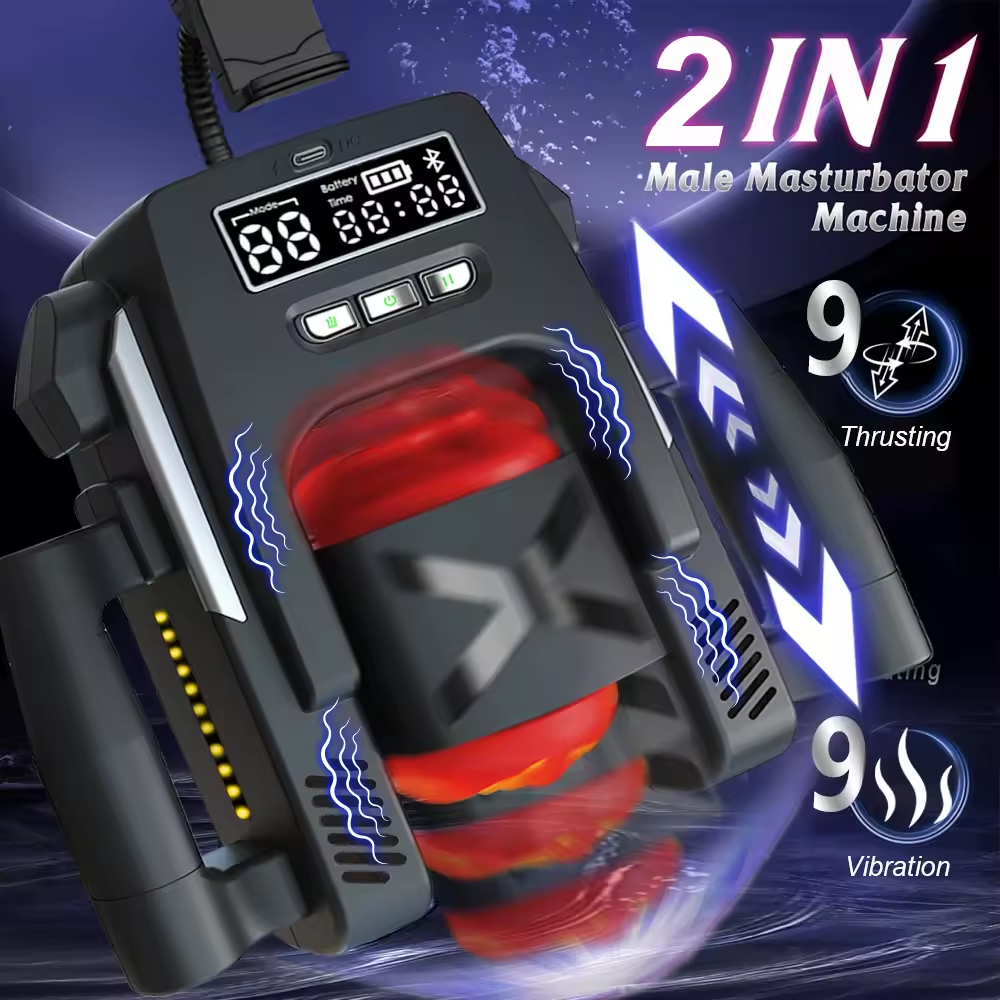 LCD-Display Automatischer Masturbator Sex Mahcine mit 9 Schub & Vibrationsmodi