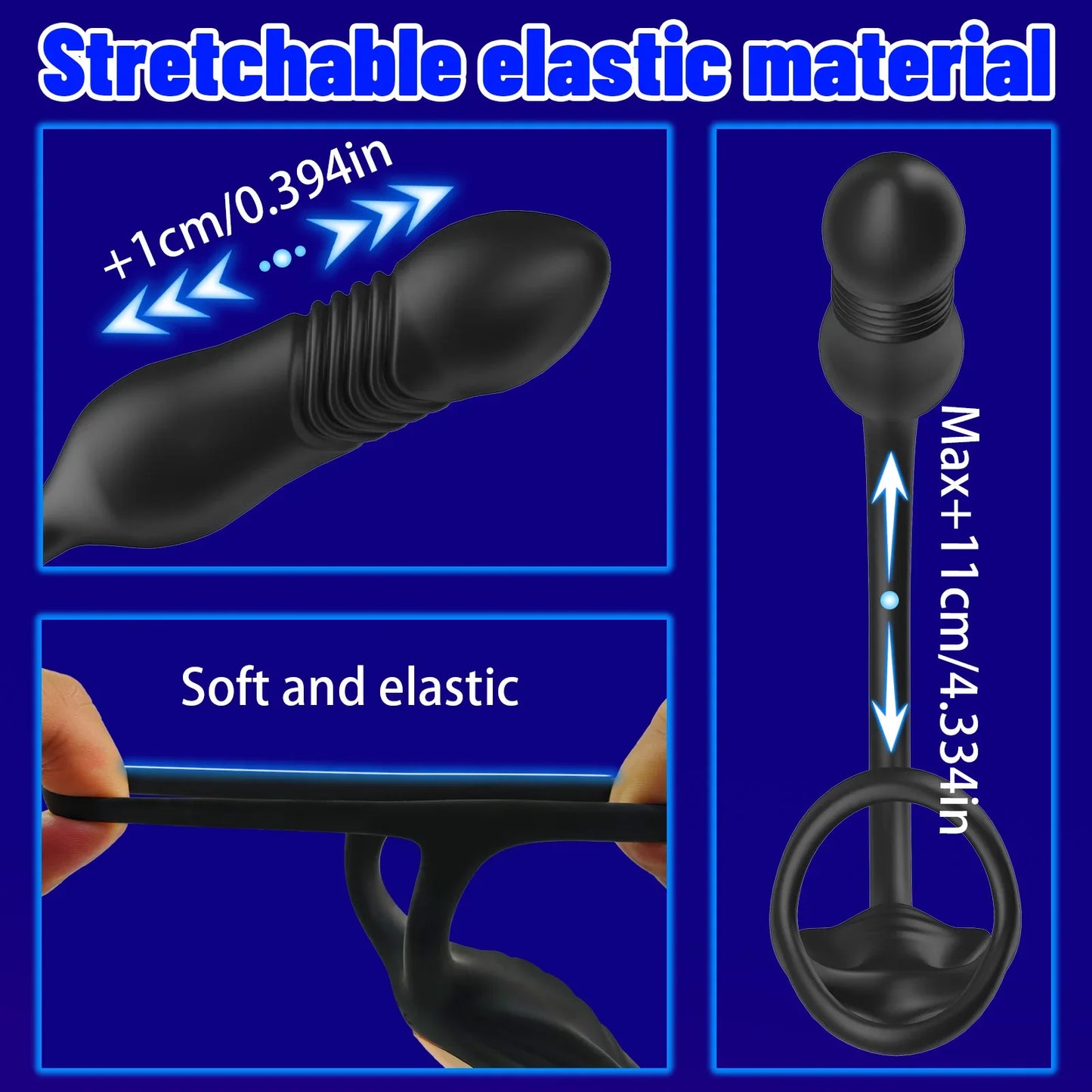 Thrusting Anal Vibrator Prostata Massager Cockring mit 9 Vibrationsmodi