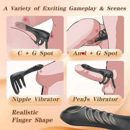 Finger Penis Trainer Vibrator Cockring Klitorisstimulator mit 3 Ringen & 9 Vibrationsmodi