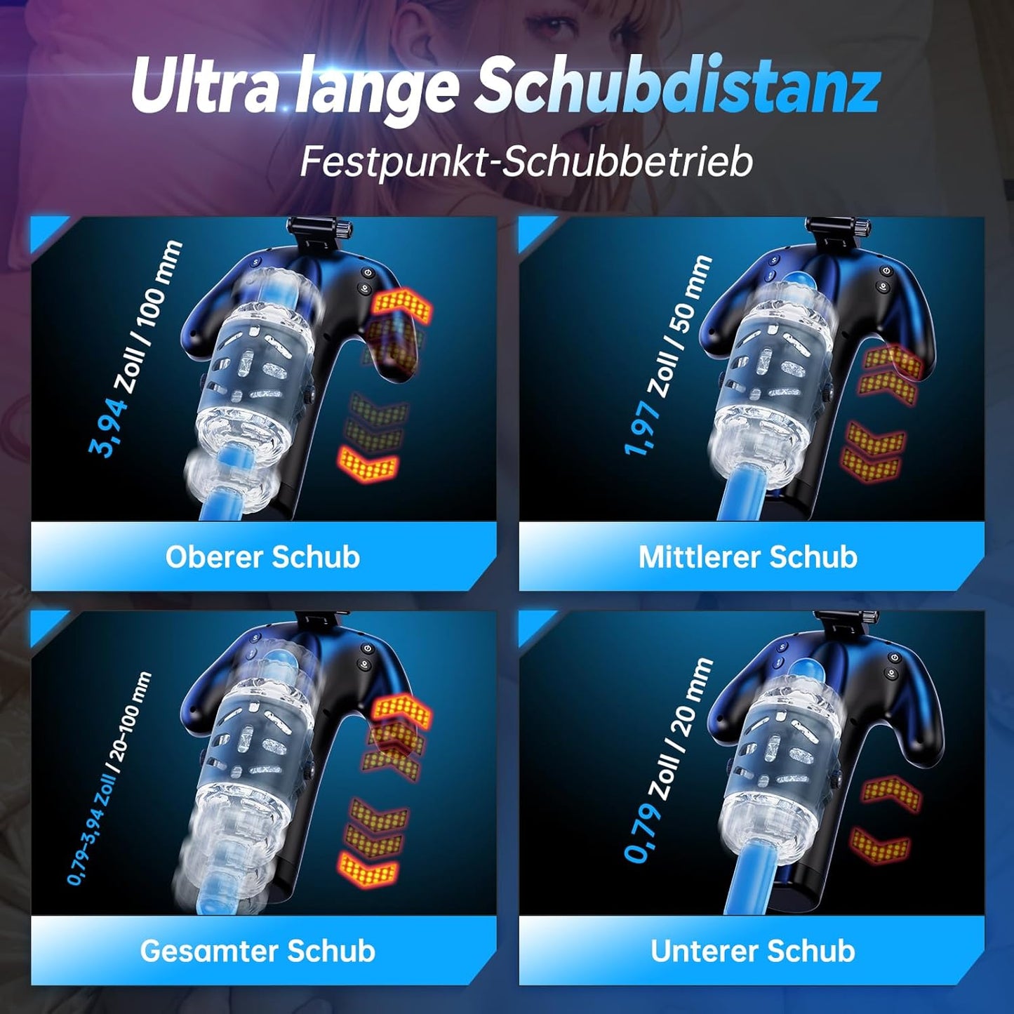 Elektrischer Masturbator Sex Machine mit 5 Schubmodi & 1-10 cm Stoßweg