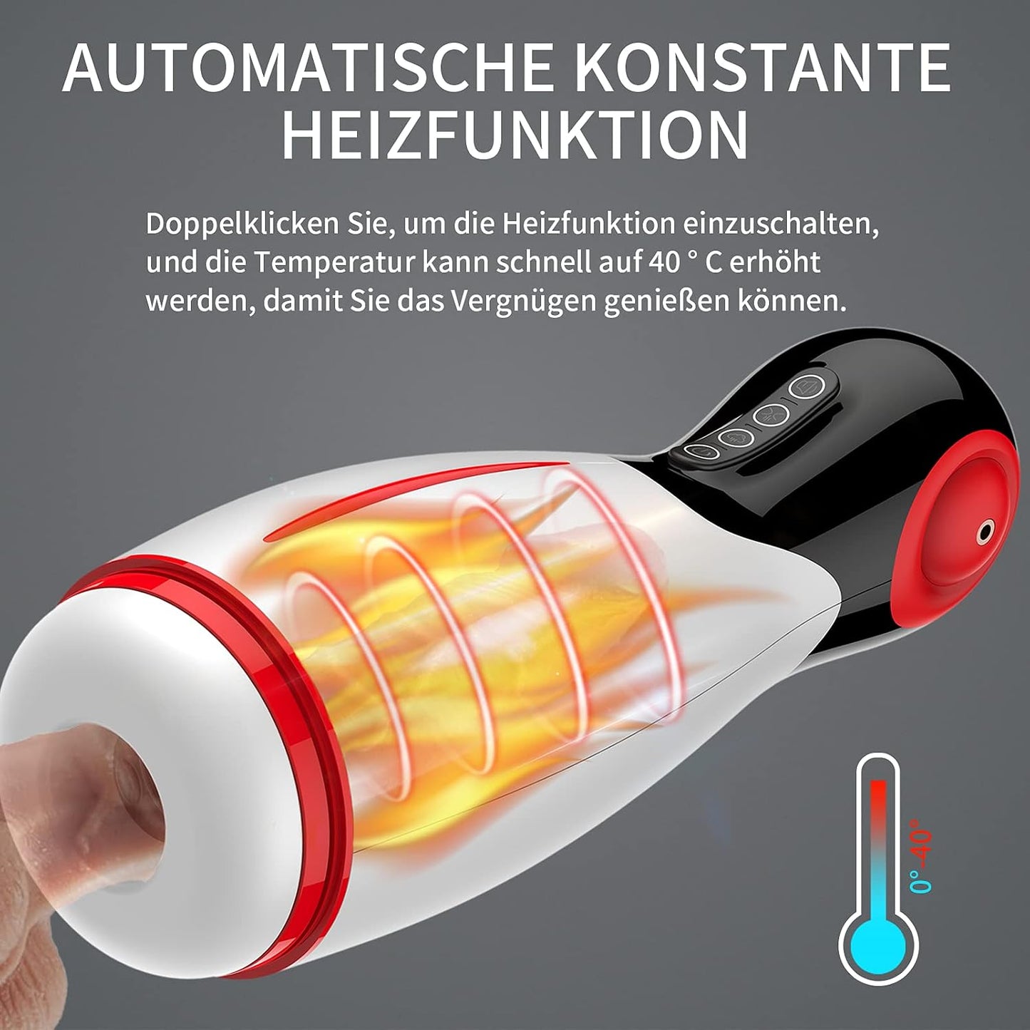 Elektrischer Masturbator Penis Vibrator mit 10 Vibratoren & 3 Stufen Spann & Clip-Saug & Heizung