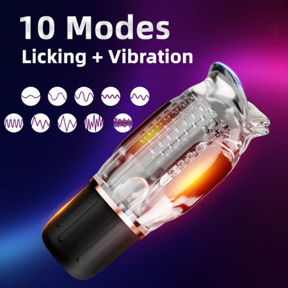3 IN 1 Penistrainer Vibrator Masturbator mit 10 Vibrations & Leck & Heizmodi