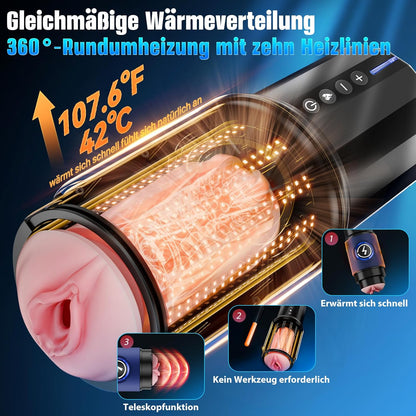 KI-Interaktion 360° Schnellheiz Masturbator mit 5 Teleskopfunktion