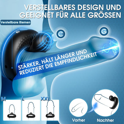 Verstellbarer Penisring Vibrator Perlen-Hodenring Stimulator mit 10 Vibrationsmodi