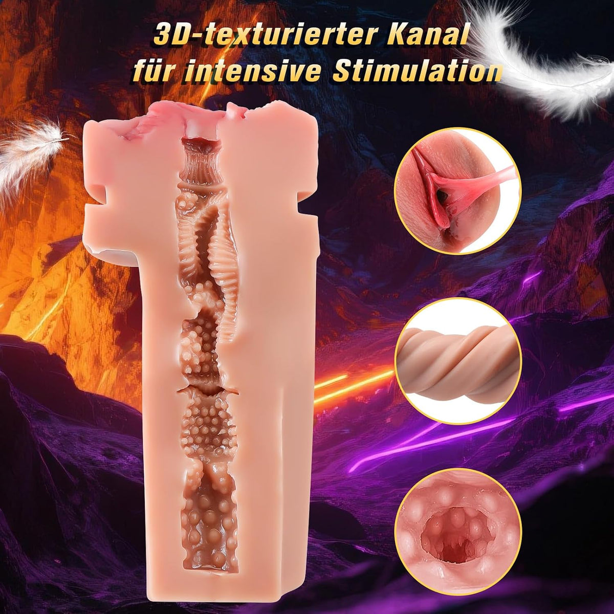 Handfrei Elektrisch Masturbieren Taschenmuschi mit 5 Saugen & 9 Vibrieren
