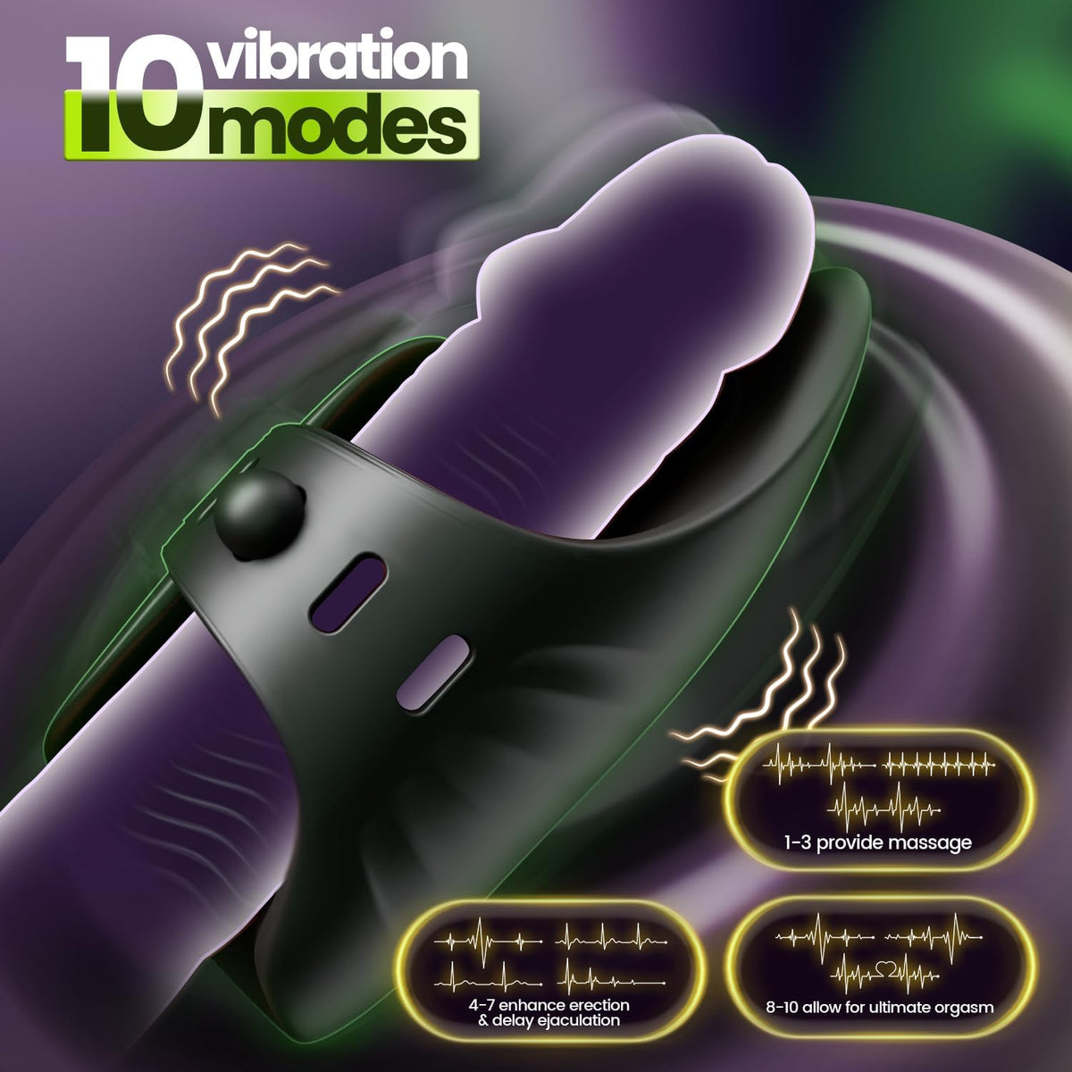Elektrischer Penistrainer Eichelvibrator Stimulator mit 10 Vibrationsmodi & 10 Tippmodi