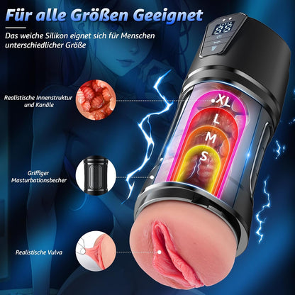 Realistische Masturbator Taschenmuschi Penis Stimulator mit 10 Vibration & 5 Saugmodi