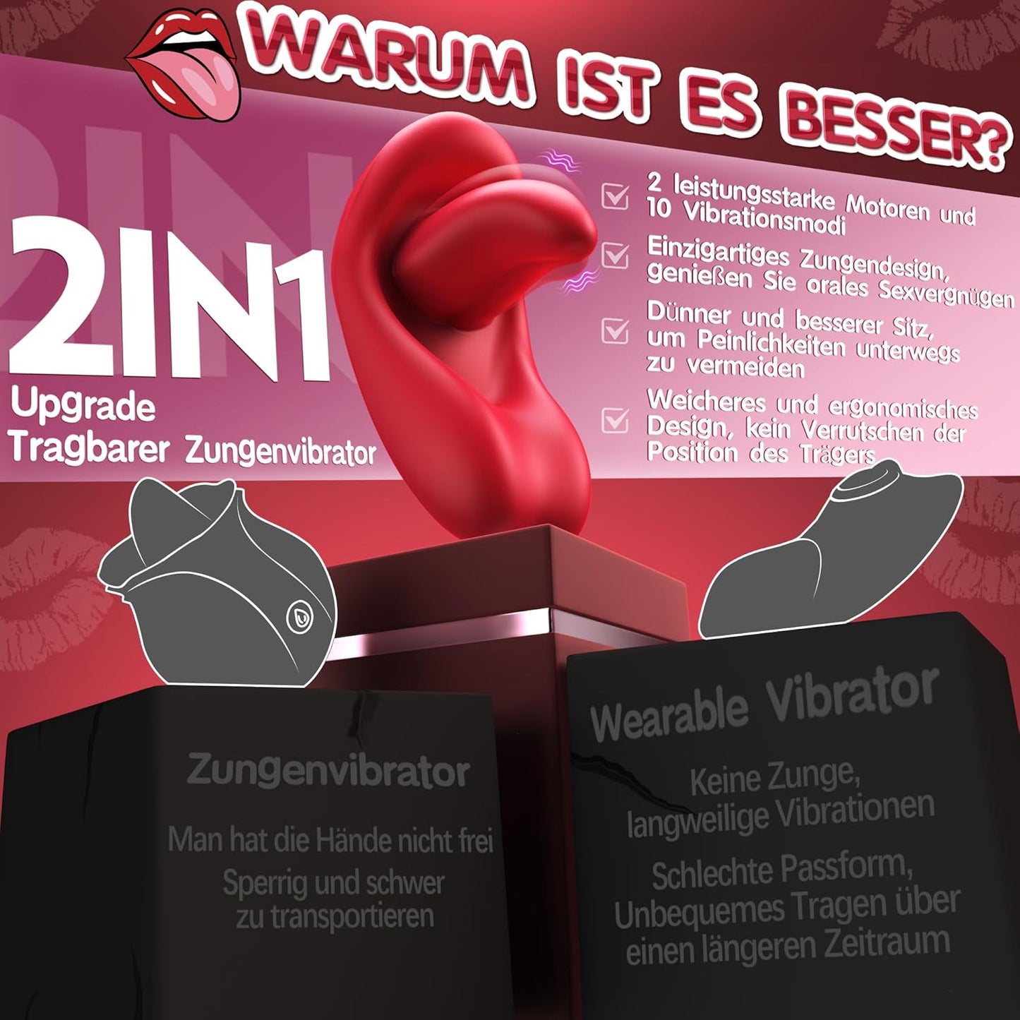 Flirtende Klitoris Vibratorensets Lecken Stimulator mit 10 Modi
