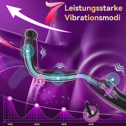 AI-sync Analvibratoren Prostata Stimulator Massagegerät mit Dual Penisring & 7+7 Modi