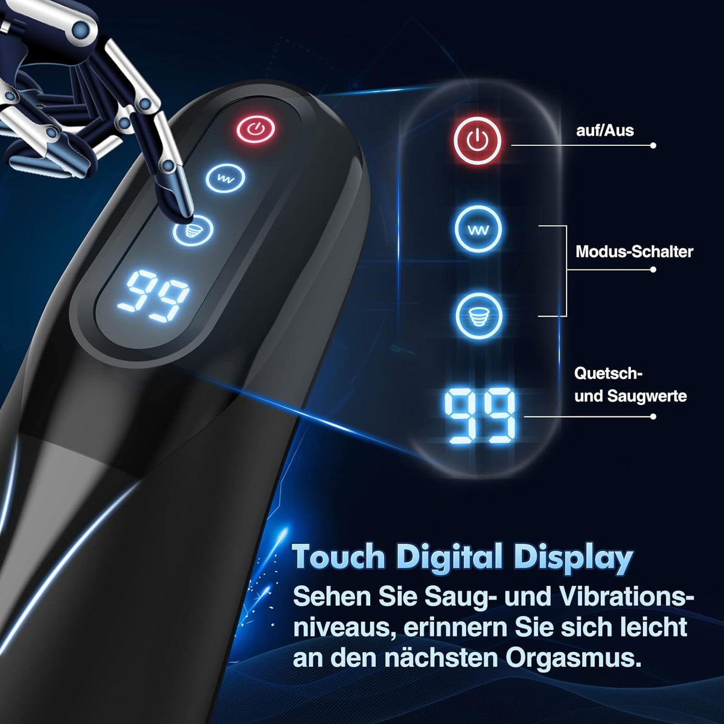 LCD Display Elektrisch Masturbator Penis Trainer Vibrator mit 9 Saugmodi 9 Vibrationsmodi
