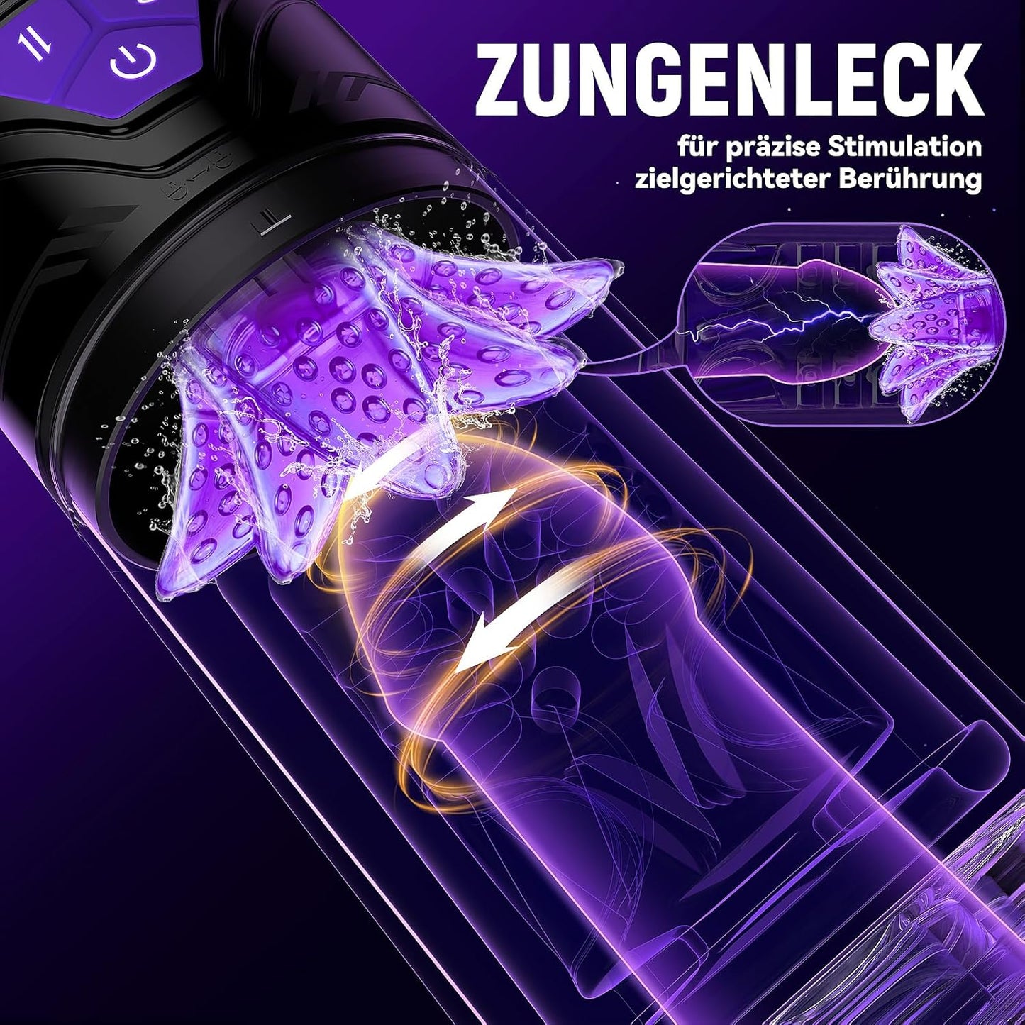 Elektrischer Masturbator Blowjob Taschenmuschi mit 9 Teleskop & Rotation & Saugen