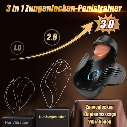 Blowjob Penis Vibrator Eicheltrainer mit 10 Pulsieren & 10 Zunge Lecken & 10 Vibrationsmodi