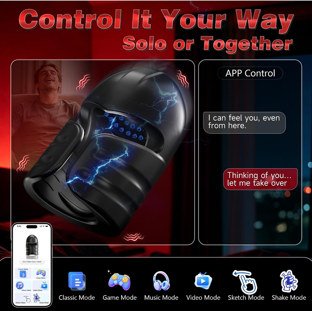 Elektro Schock Eichel Vibrator Penis Trainer Stimulator mit 12 Vibrationsmodi & 7 Stromschlag
