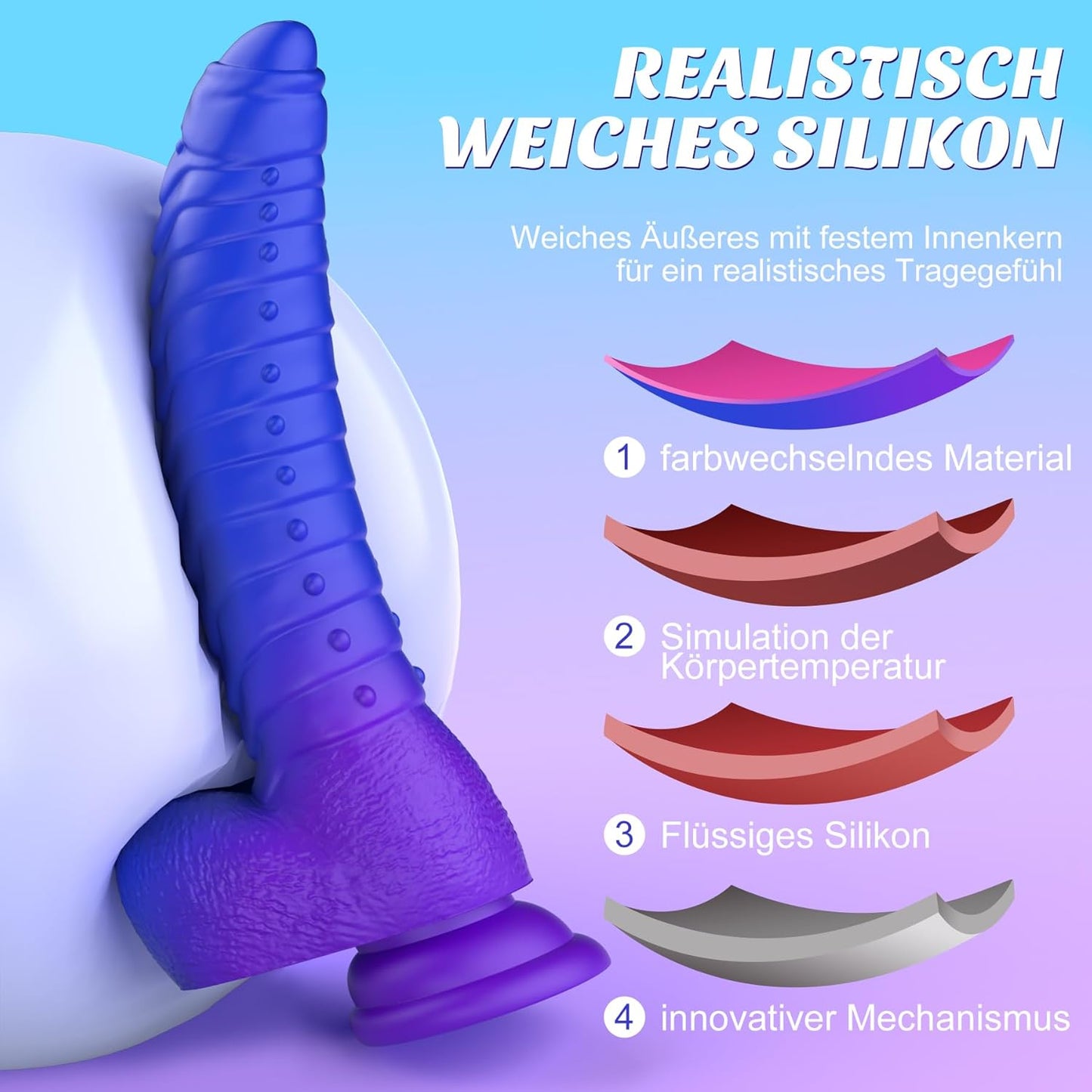 Monster Dildo Vibrator Analvibratoren mit Stoßfunktion & Vibrations & Heizung