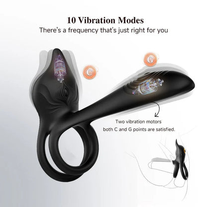 3 IN 1 Cock Ring Penis Vibrator Stimulator mit 10 Vibrationsmodi