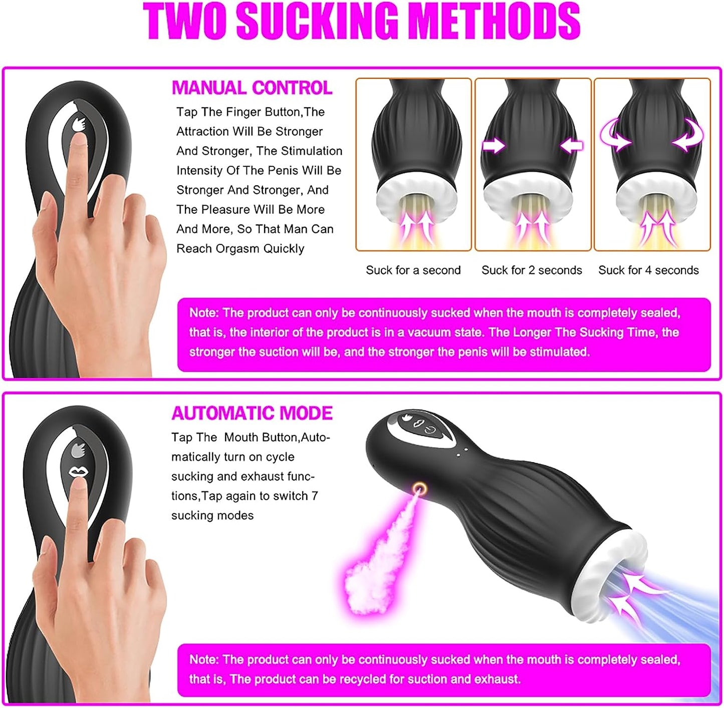Automatische Masturbator Zungenvibrator Penis Maschine mit 7 * 7 Saugmodus