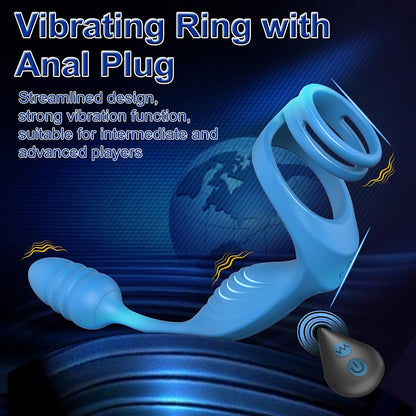 Analvibratoren Prostatamassagegerät Stimulator Penisring mit 10 Vibrationsmodi