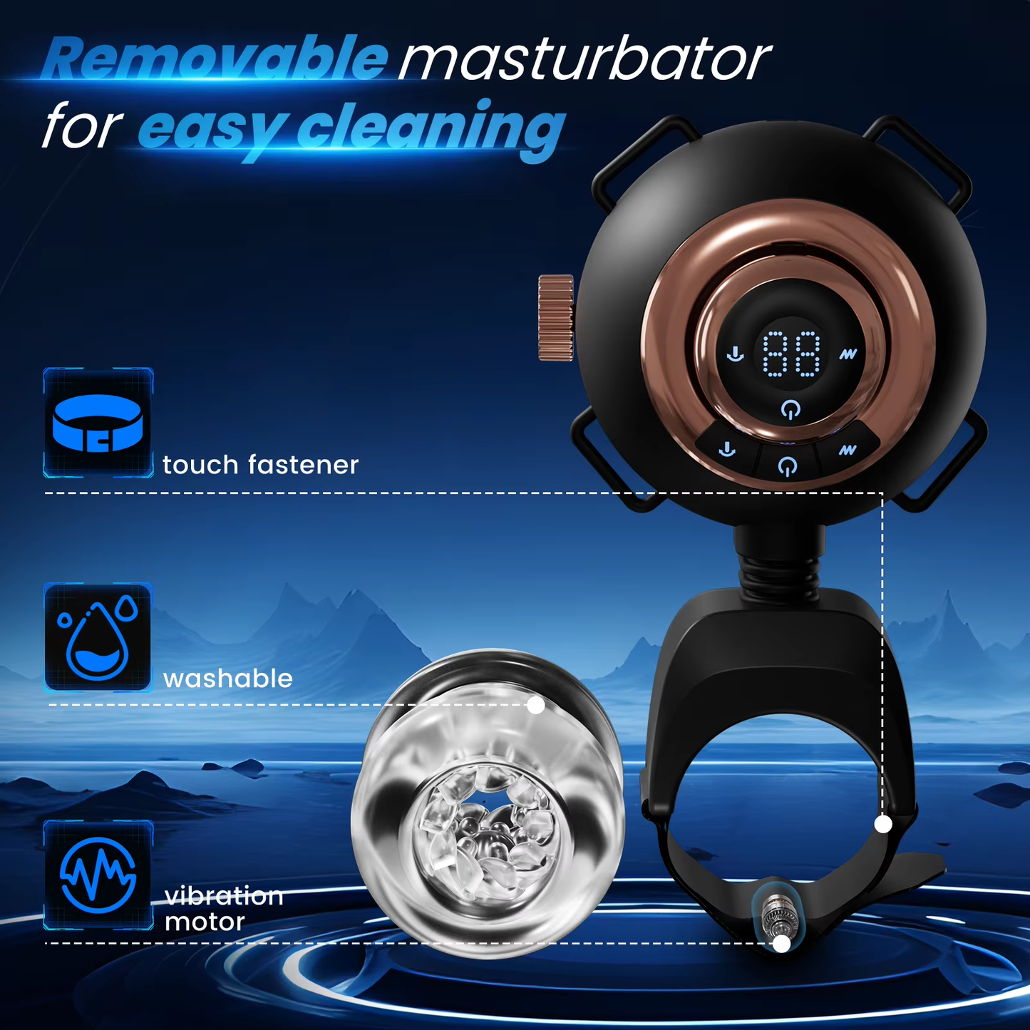 Strap-On Masturbator Sexmachine Stroker mit 9 Vibrationen & Schwingen & Stoßen